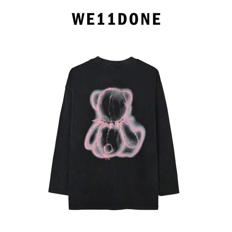 Black Teddy Bear Graphic Long Sleeve T-Shirt view
