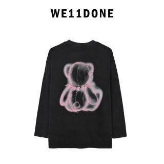 WE11DONE Neon Teddy Bear Long Sleeve T-Shirt Black view 2