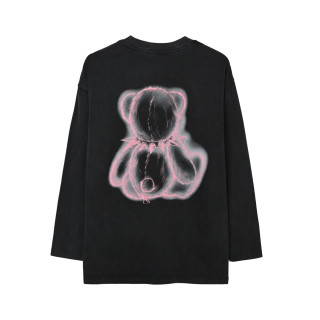 WE11DONE Neon Teddy Bear Long Sleeve T-Shirt Black view 4
