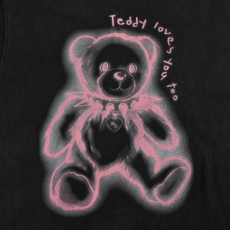 WE11DONE Neon Teddy Bear Long Sleeve T-Shirt Black view