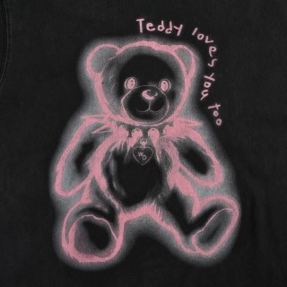 WE11DONE Neon Teddy Bear Long Sleeve T-Shirt Black view 9