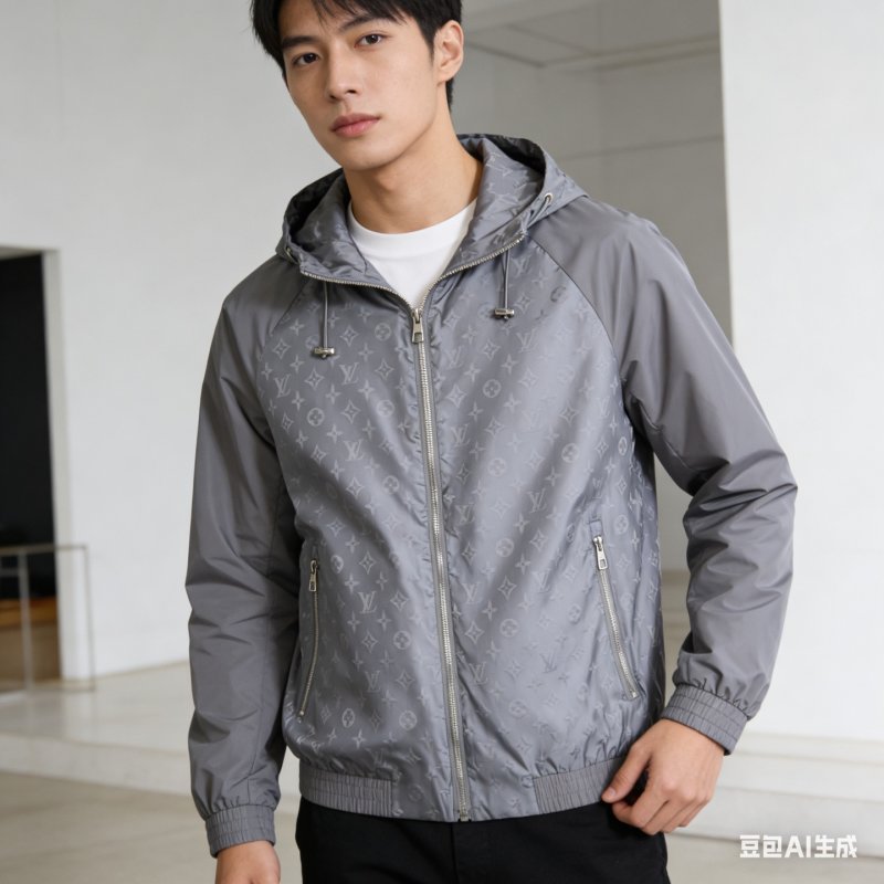 Louis Vuitton Monogram Windbreaker Jacket Grey