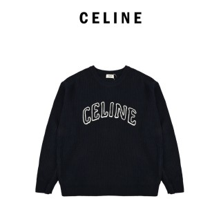 Celine 24FW Embroidered Logo Hoodie Black
