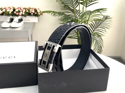 Gucci GG Marmont Black Leather Belt with Silver Buckle