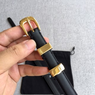 Celine Triomphe 1.8cm Black Leather Belt Gold Buckle view 6