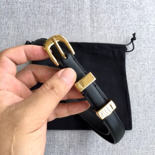 Celine Triomphe 1.8cm Black Leather Belt Gold Buckle view 8