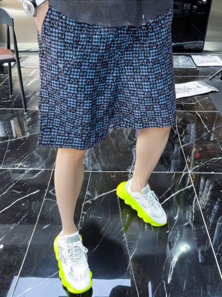 Gucci GG Monogram Blue Checkered Shorts