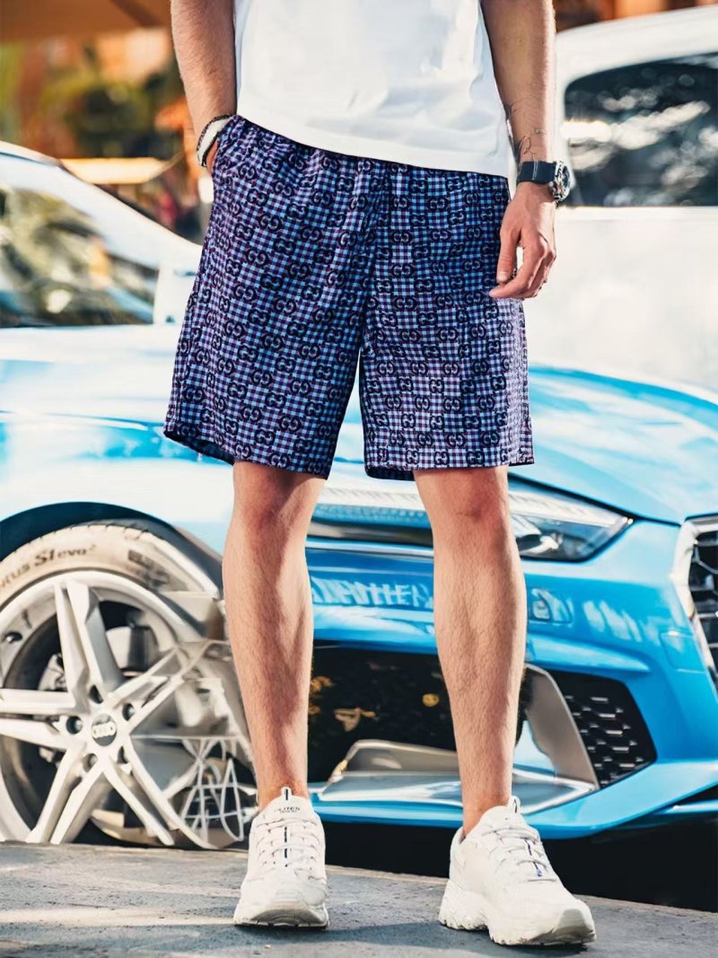 Gucci GG Monogram Blue Checkered Shorts view