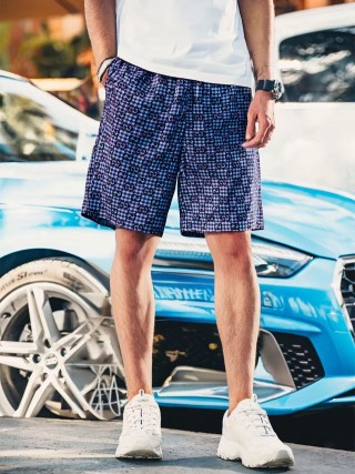 Gucci GG Monogram Blue Checkered Shorts view 4