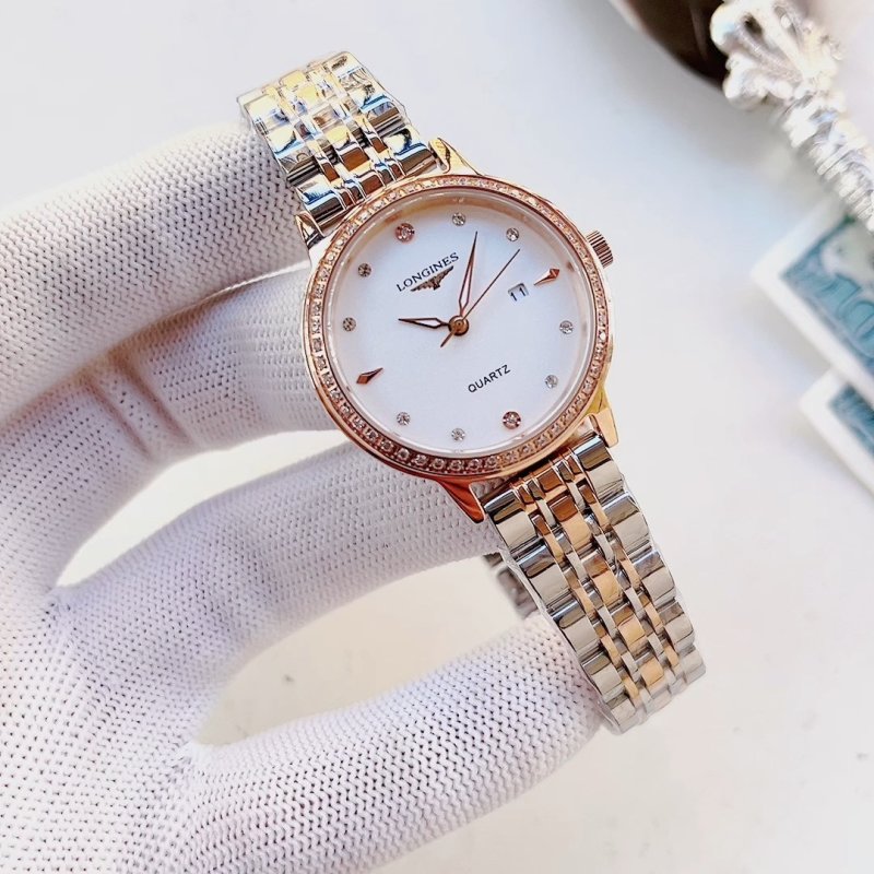 Longines Elegant Two-Tone Quartz Watch with Crystal Bezel