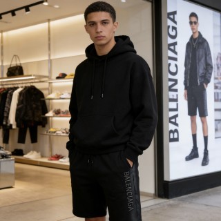 Balenciaga Black Logo Shorts view 3