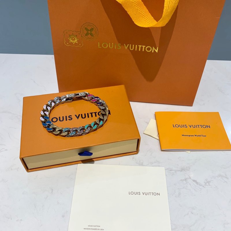 Louis Vuitton Chains Lettering Multicolor Crystal Bracelet