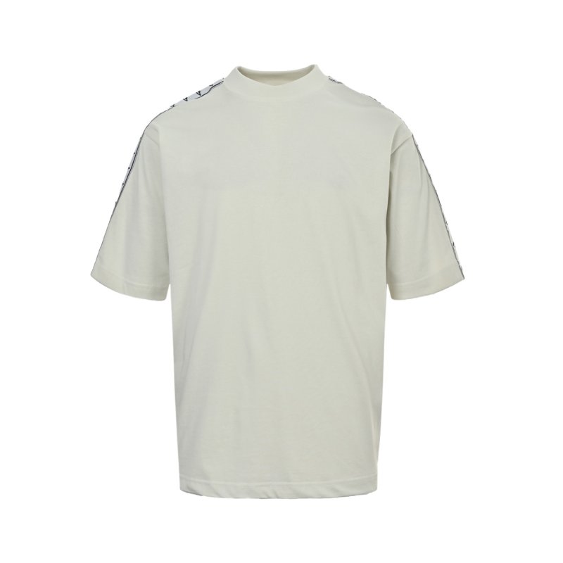 Cream Short Sleeve T-Shirt with Stripe Detail view