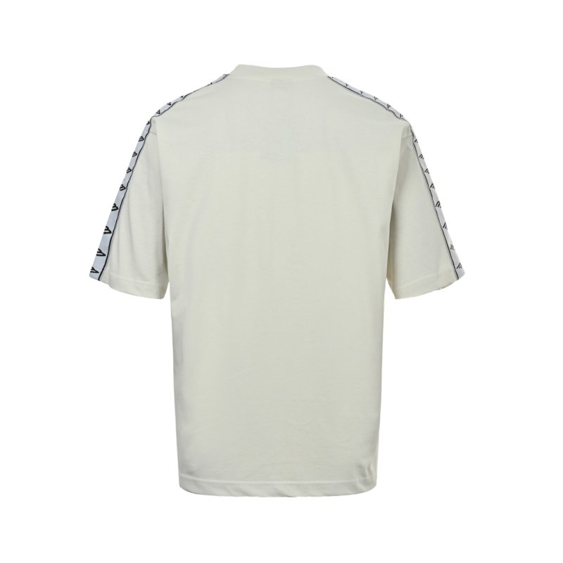 Cream Short Sleeve T-Shirt with Stripe Detail view