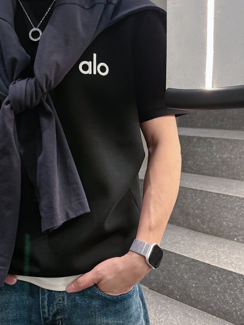 Alo Black Logo Short Sleeve T-Shirt