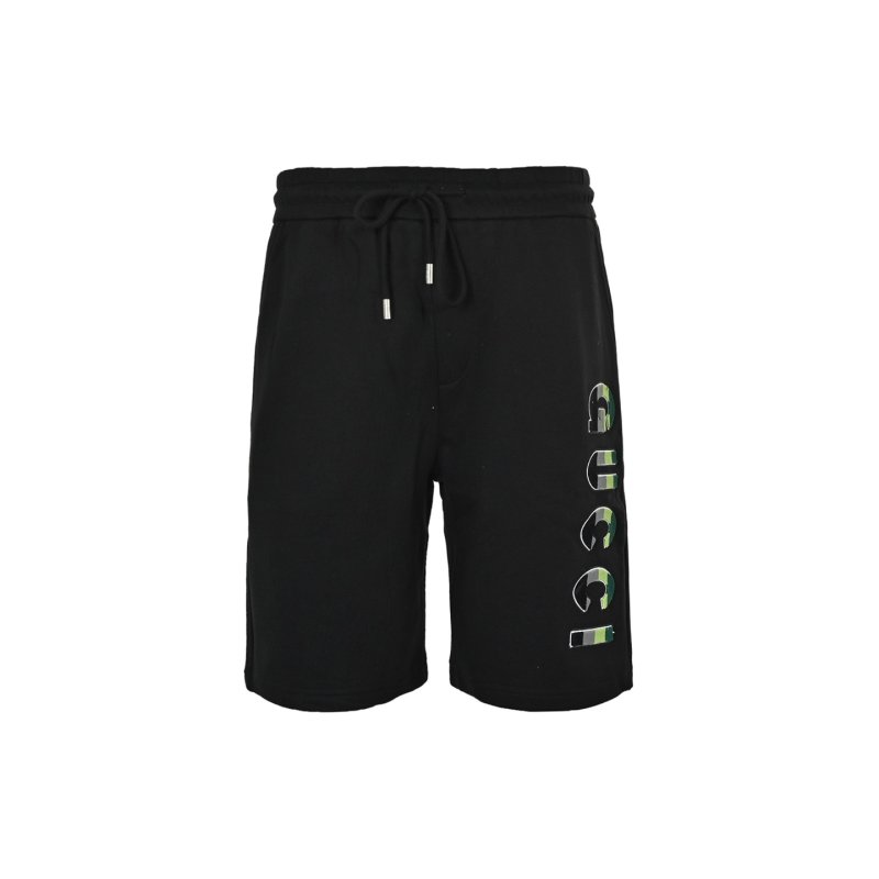 Gucci Black Drawstring Shorts with Logo Print view