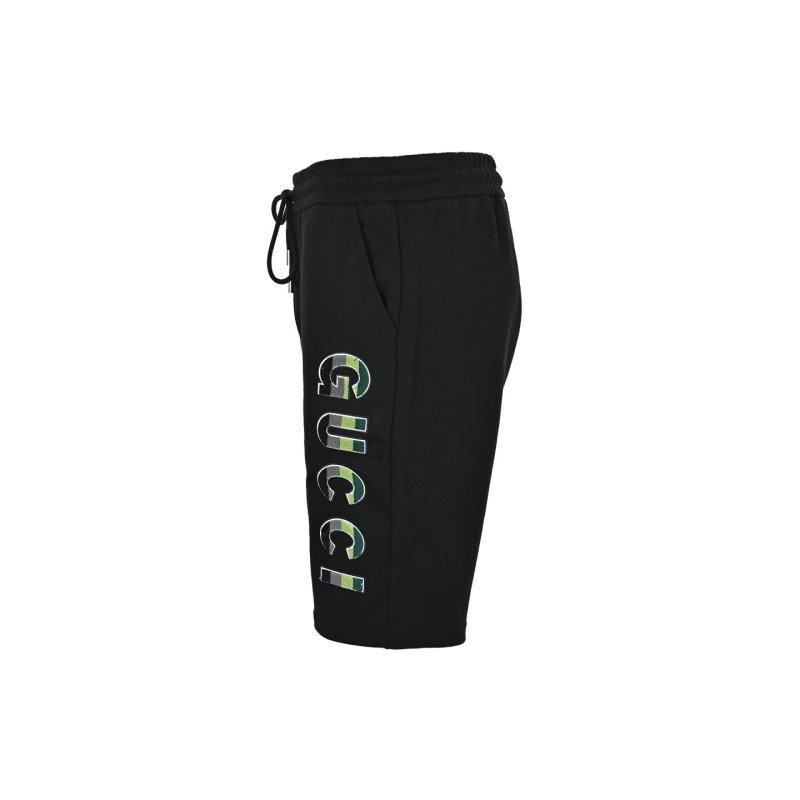 Gucci Black Drawstring Shorts with Logo Print view