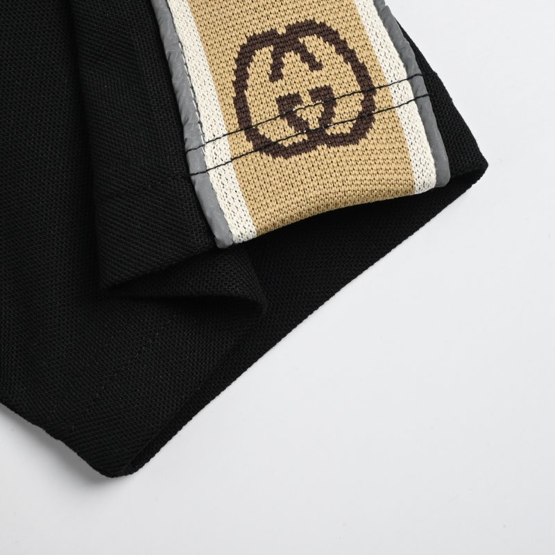 Black Short Sleeve T-Shirt with Gold Stripe Trim view