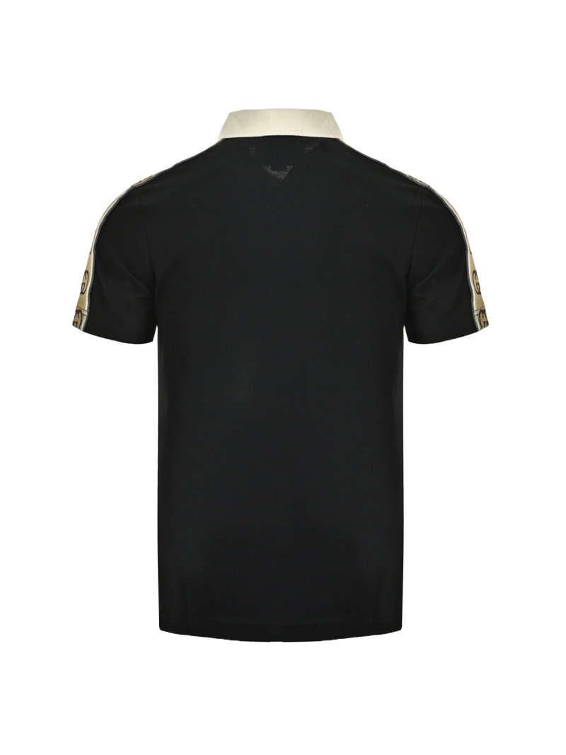 Black Short Sleeve T-Shirt with Gold Stripe Trim view