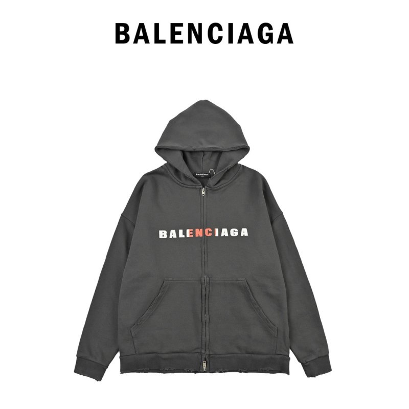 Balenciaga Black Logo Zip Hoodie Jacket view