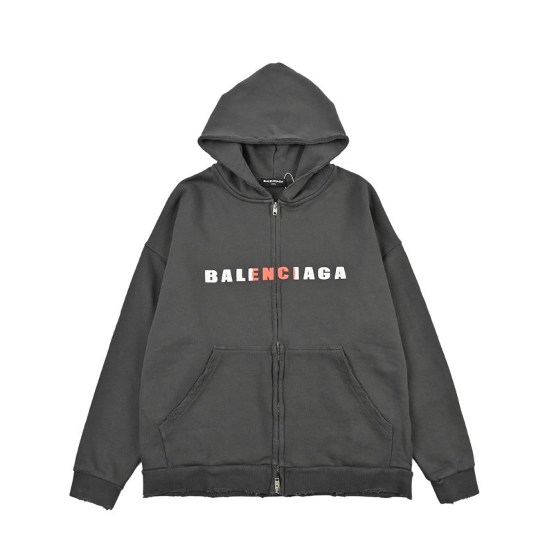 Balenciaga Black Logo Zip Hoodie Jacket view