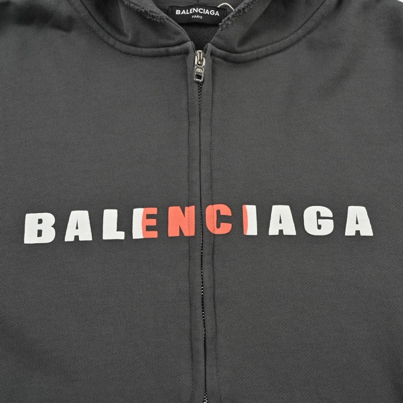 Balenciaga Black Logo Zip Hoodie Jacket view