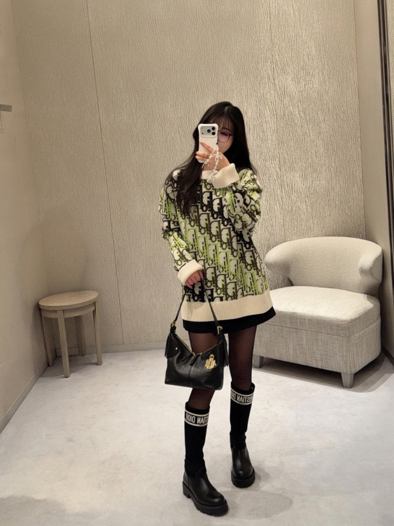 Dior Monogram Knit Sweater - Green & Black