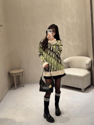 Dior Monogram Knit Sweater - Green & Black