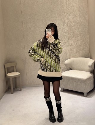 Dior Monogram Knit Sweater - Green & Black view 2