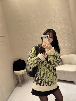 Dior Monogram Knit Sweater - Green & Black view 3