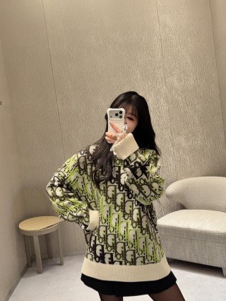 Dior Monogram Knit Sweater - Green & Black view 4