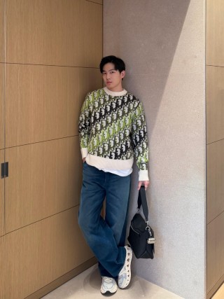 Dior Monogram Knit Sweater - Green & Black view 5