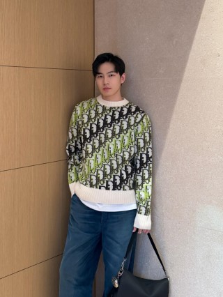 Dior Monogram Knit Sweater - Green & Black view 6