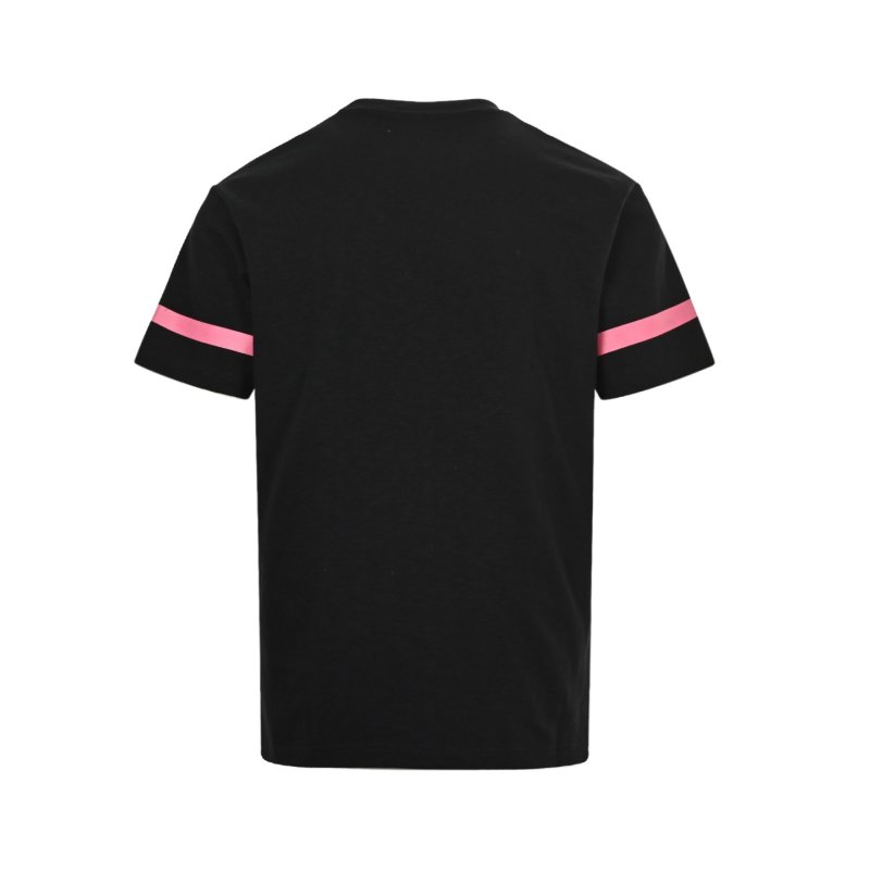 Black Graphic Print Short Sleeve T-Shirt with Neon Colorblock Design view