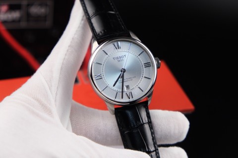 Tissot PRX Automatic Mechanical Watch Silver Dial Black Leather view 6