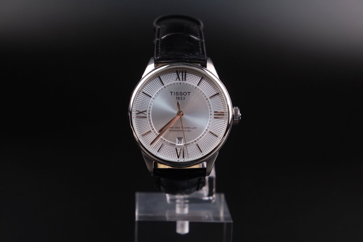 Tissot PRX Automatic Mechanical Watch Silver Dial Black Leather view