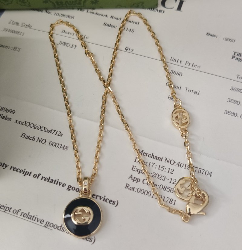 Gucci GG Agate Logo Pendant Gold Chain Necklace view