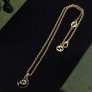 Gucci GG Agate Logo Pendant Gold Chain Necklace view 8