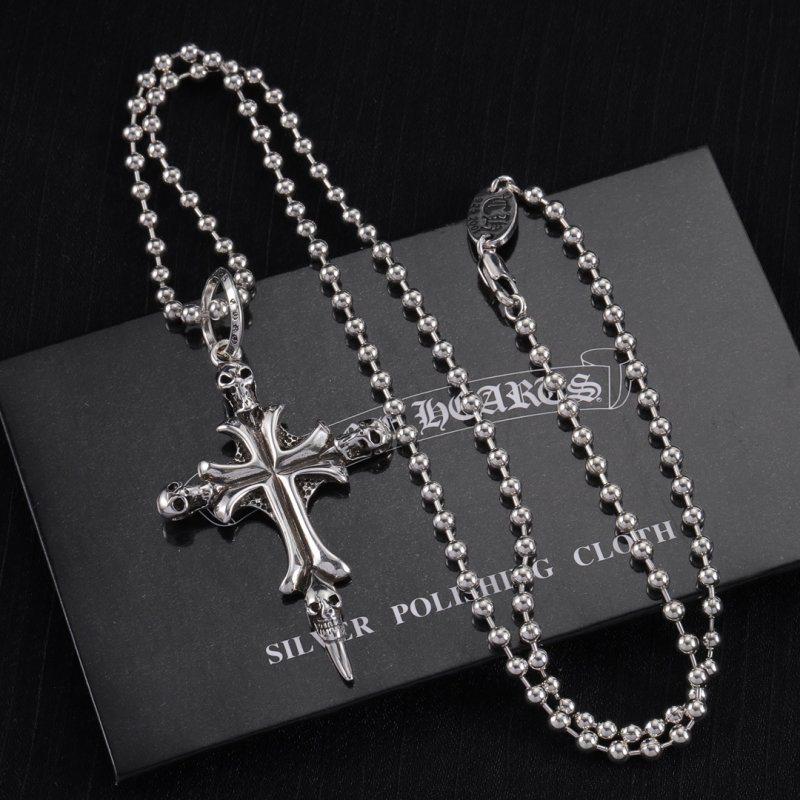 Chrome Hearts Silver Cross Pendant Necklace