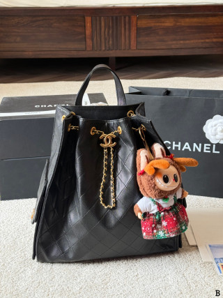 Chanel 25 Quilted Caviar Backpack Black