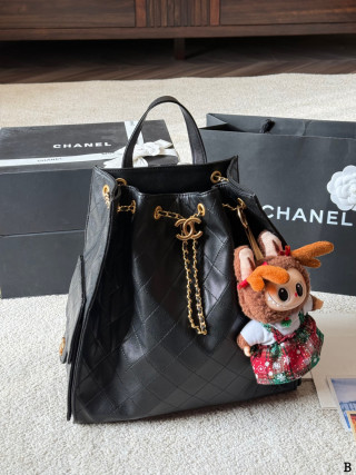 Chanel 25 Quilted Caviar Backpack Black view 4