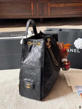 Chanel 25 Quilted Caviar Backpack Black view 6