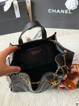 Chanel 25 Quilted Caviar Backpack Black view 9