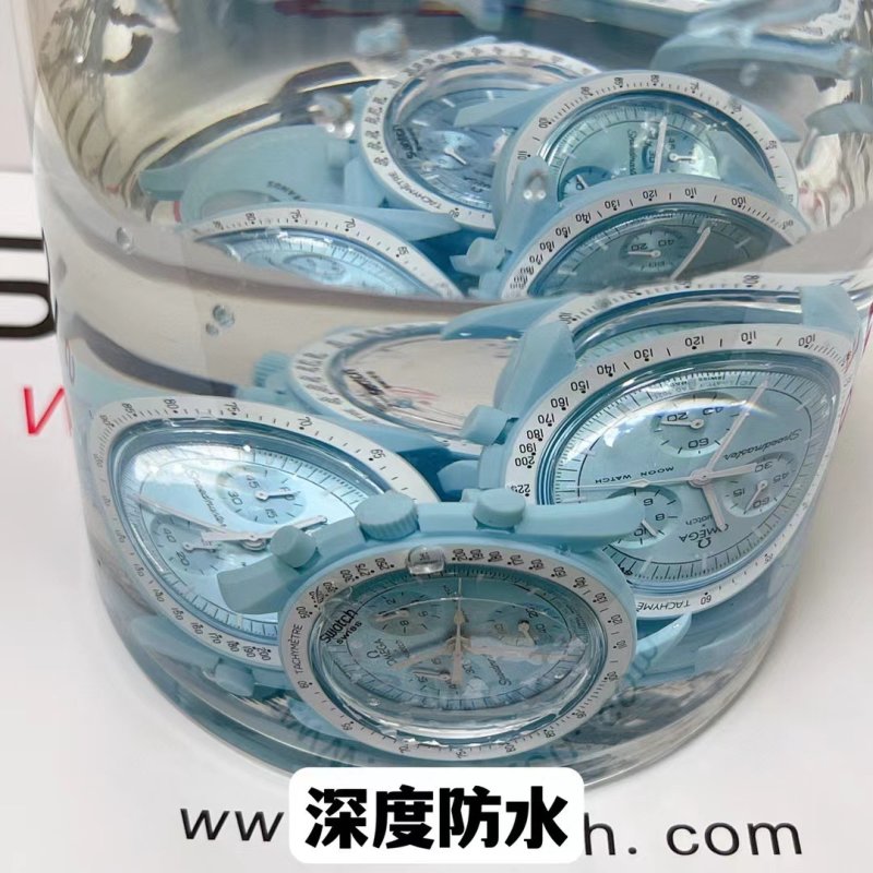 Swatch x Omega Speedmaster Moon Watch Tiffany Blue view