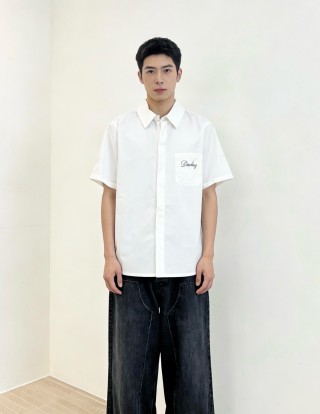 White Short Sleeve Casual Shirt with Chest Pocket view 6
