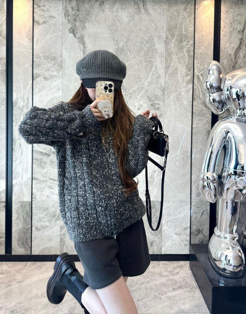 Charcoal Tweed Zip Jacket with Oversized Collar view