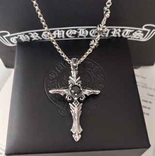 Chrome Hearts Distressed Cross Pendant Couple Necklace Silver view 5