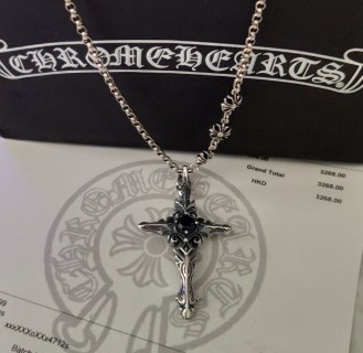 Chrome Hearts Distressed Cross Pendant Couple Necklace Silver view 7
