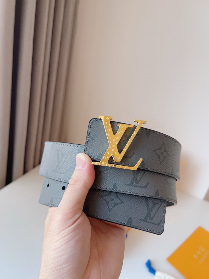 Louis Vuitton Monogram Canvas Belt with Gold LV Buckle