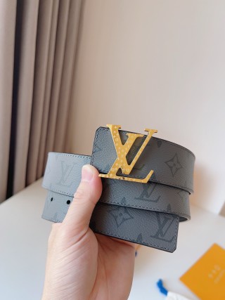 Louis Vuitton Monogram Canvas Belt with Gold LV Buckle